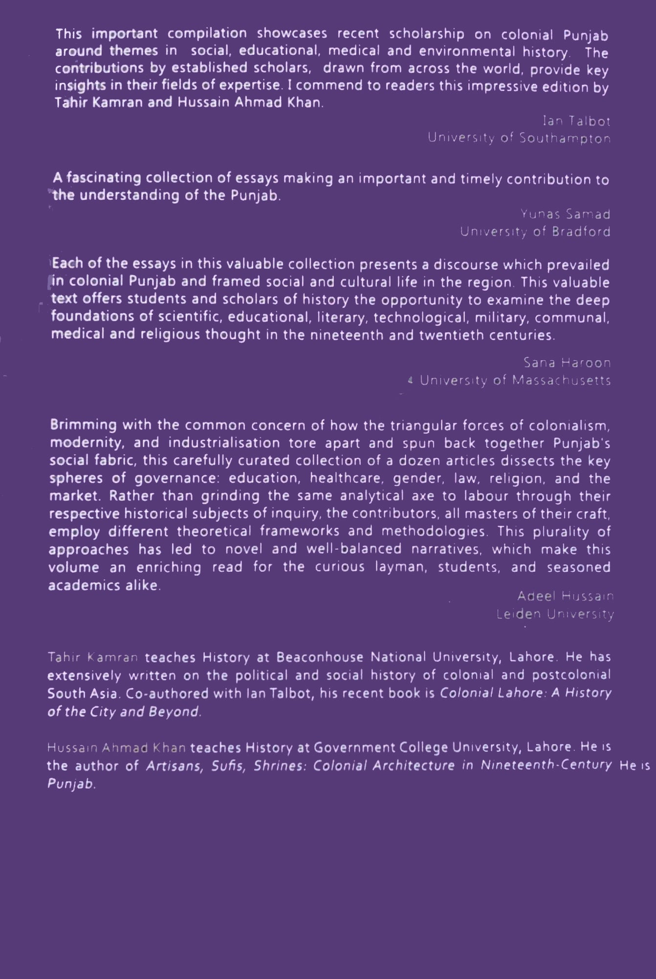 Perspectives In Social History Of Colonial Punjab Tahir kamran